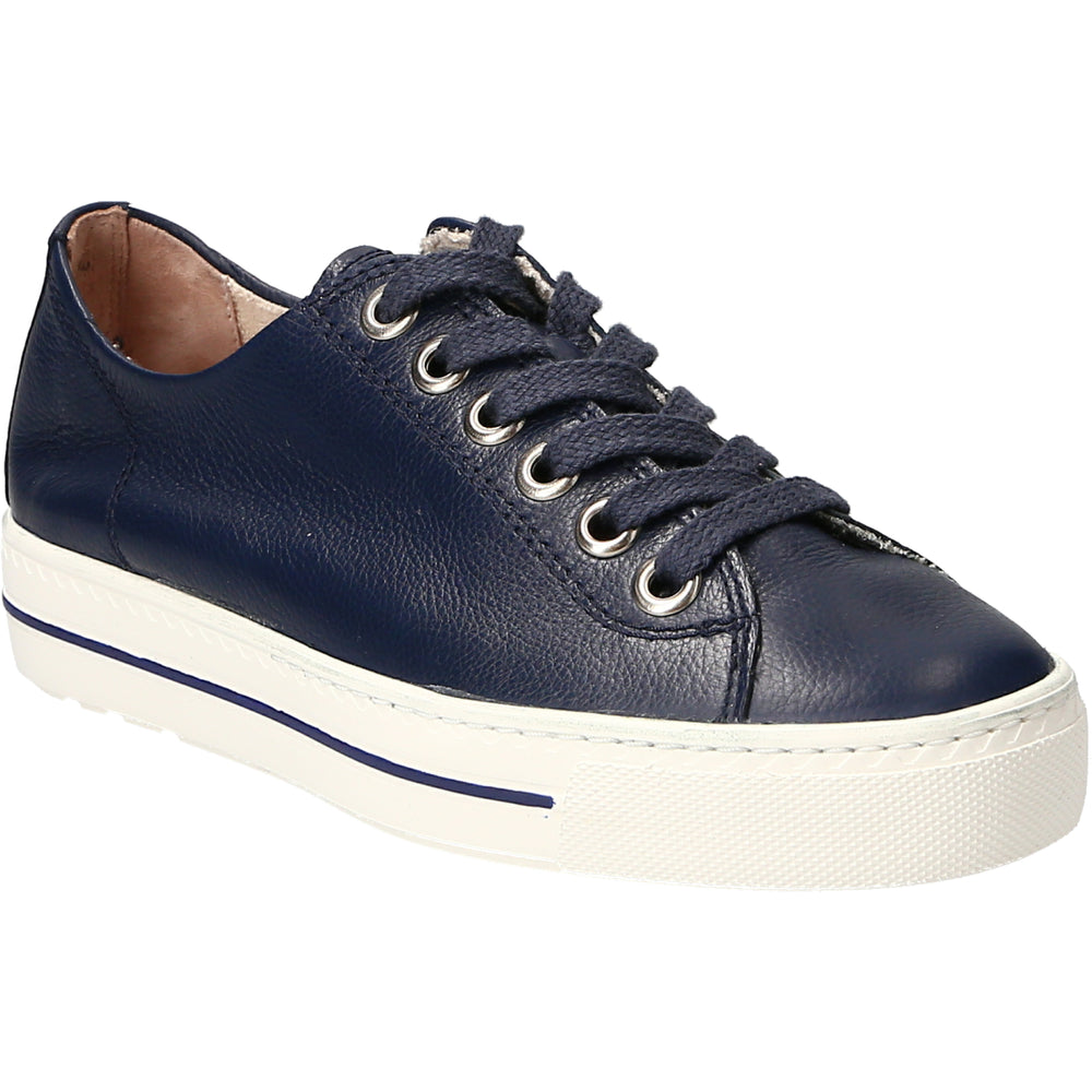 Paul Green Blue Lace Up Leather Trainers 4704-088